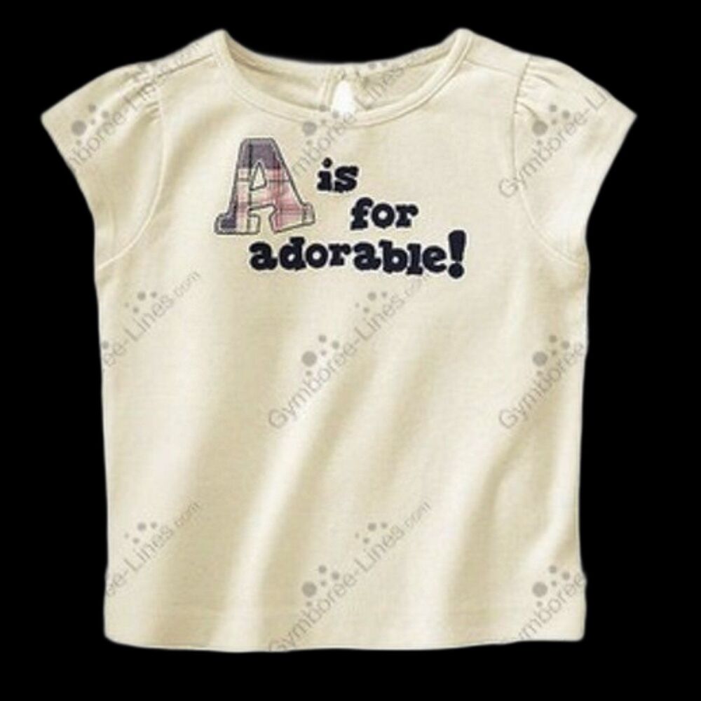 NEW Gymboree Girls Shirt 12-18 Cream Prep School plaid navy Adorable top tee Red